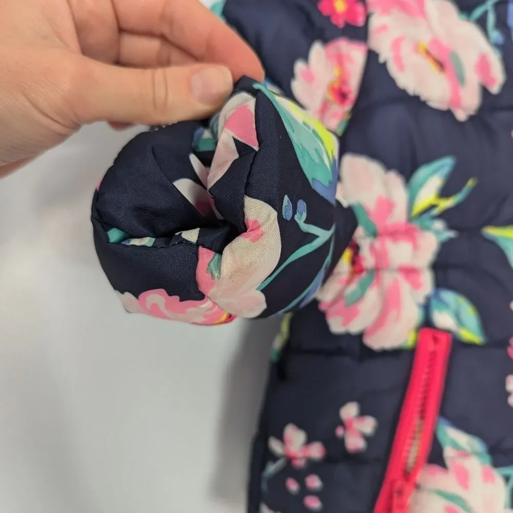 Carter's Blue Pink Floral Toddler Girl Puffer Jacket 24 Months